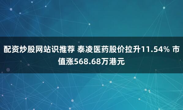 配资炒股网站识推荐 泰凌医药股价拉升11.54% 市值涨568.68万港元